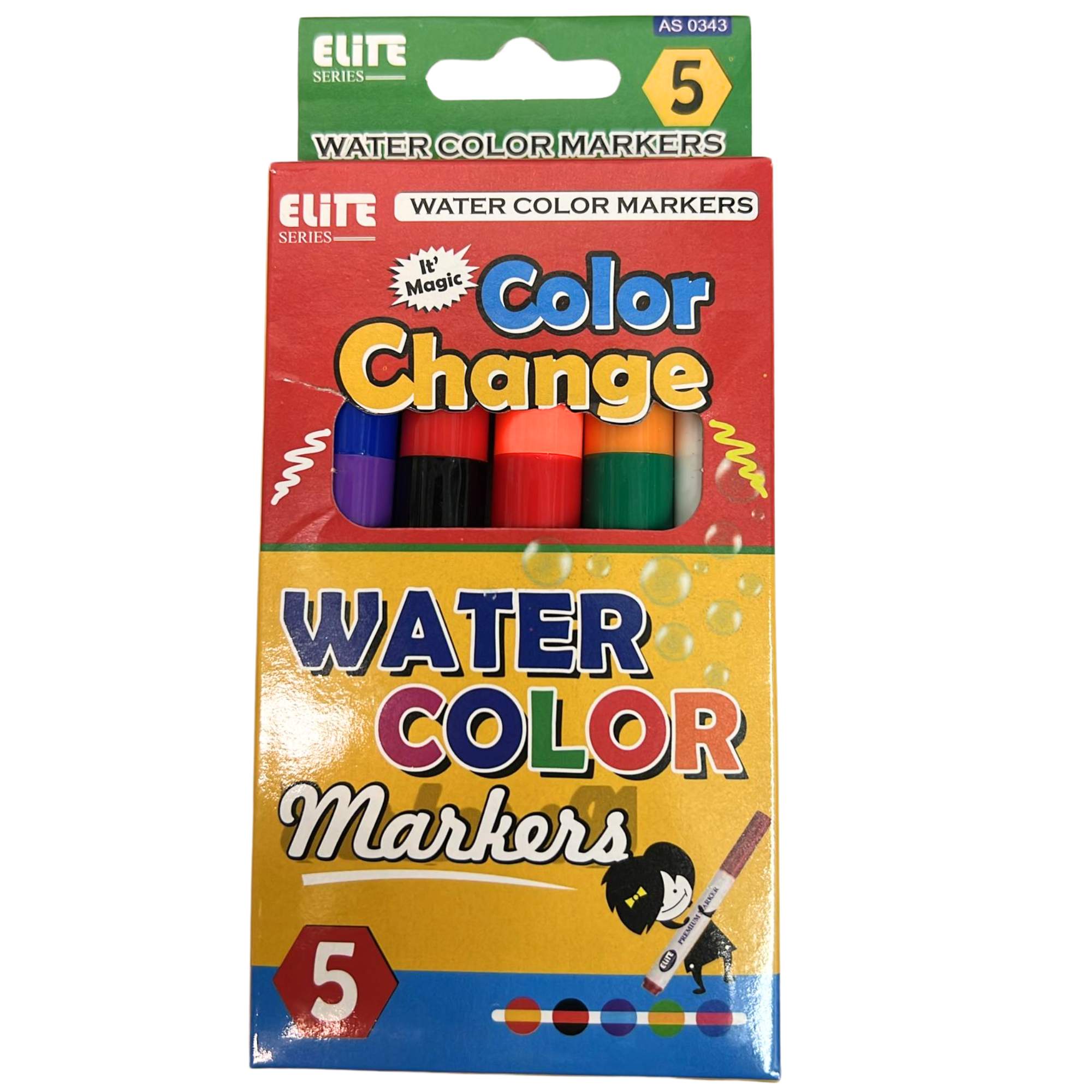 Elite Series – Vibrant Watercolor Markers: 5 Pack Markers School main product image