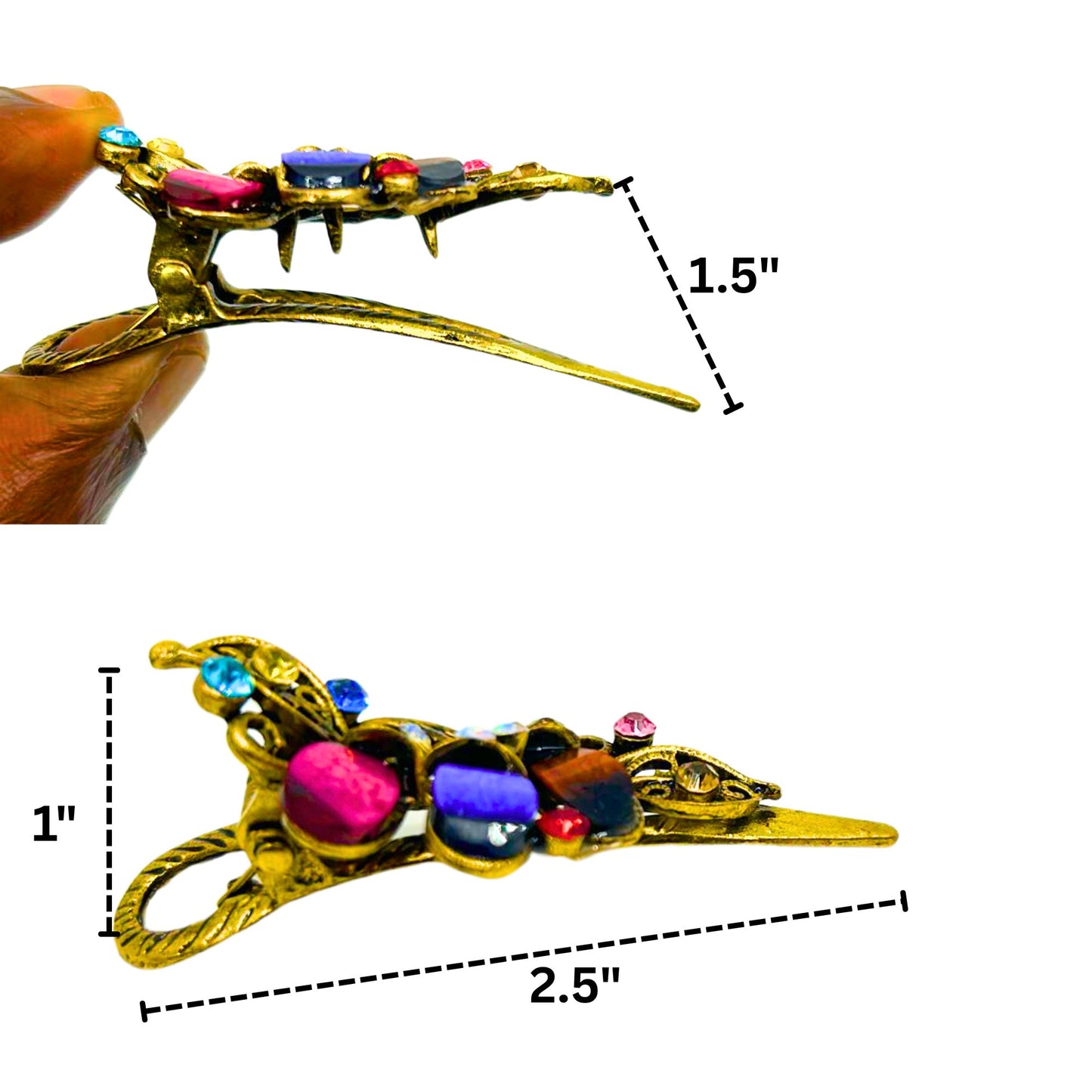 Vintage Hair Clip with Precious Stones