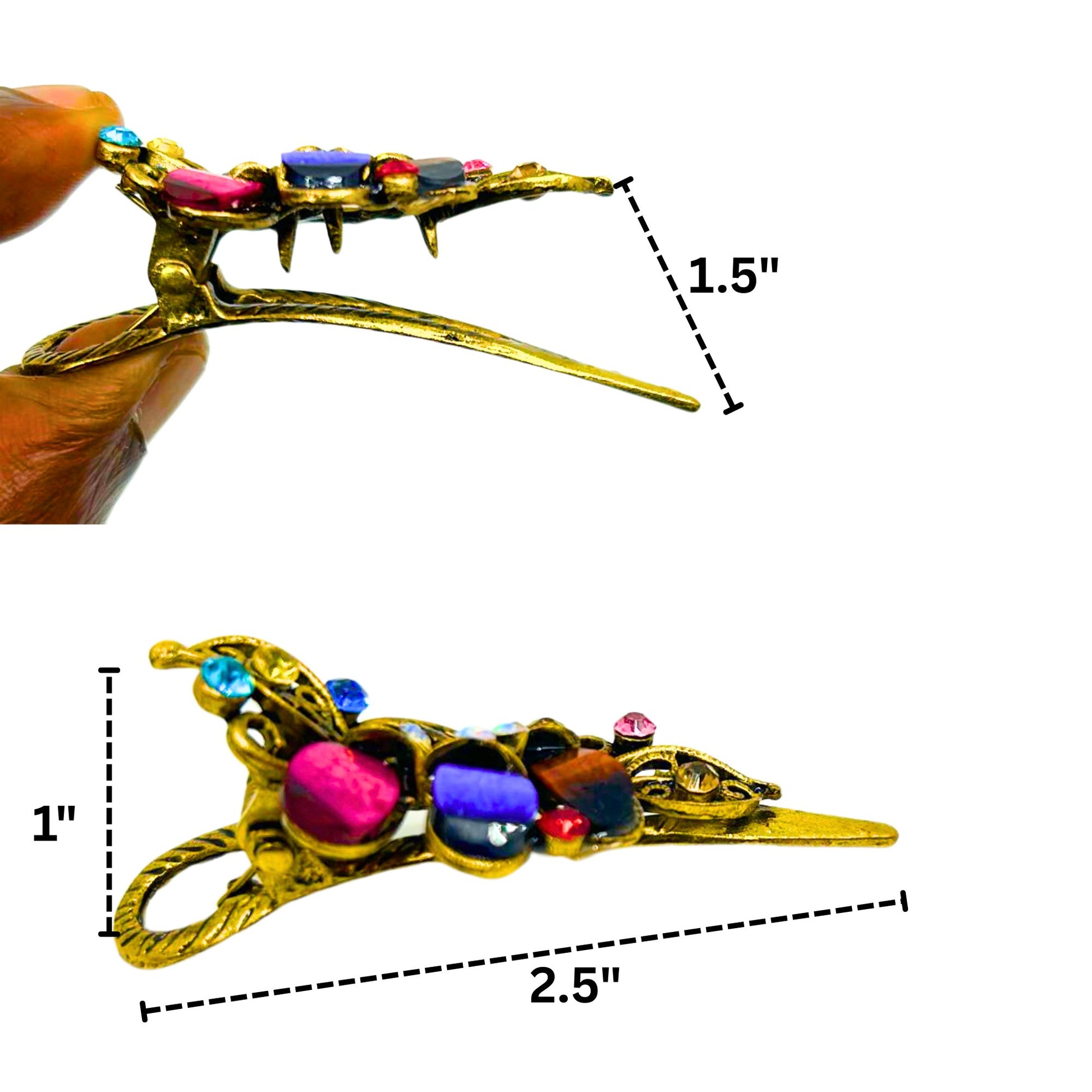 Vintage Hair Clip with Precious Stones