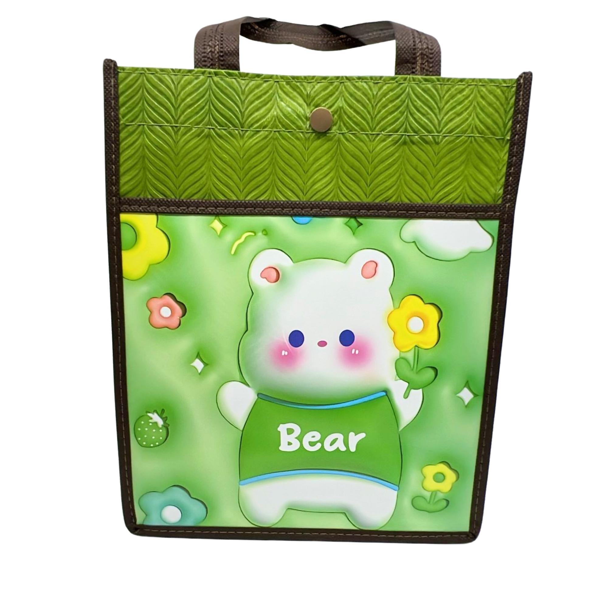 Reusable Fabric Gift Bag with Double Pockets and Safety Button: 1 Pack Gift Bags Party Bag size and feature image