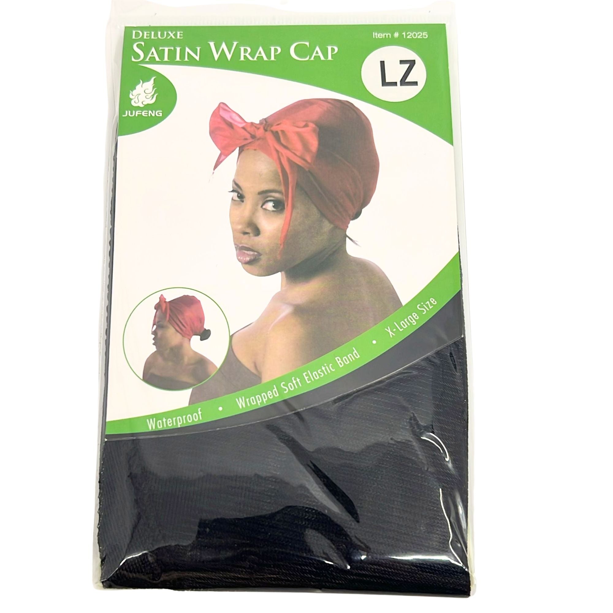 Waterproof Satin Wrap Cap Black X Large: 1 Pack Hair Nets hairs main product image