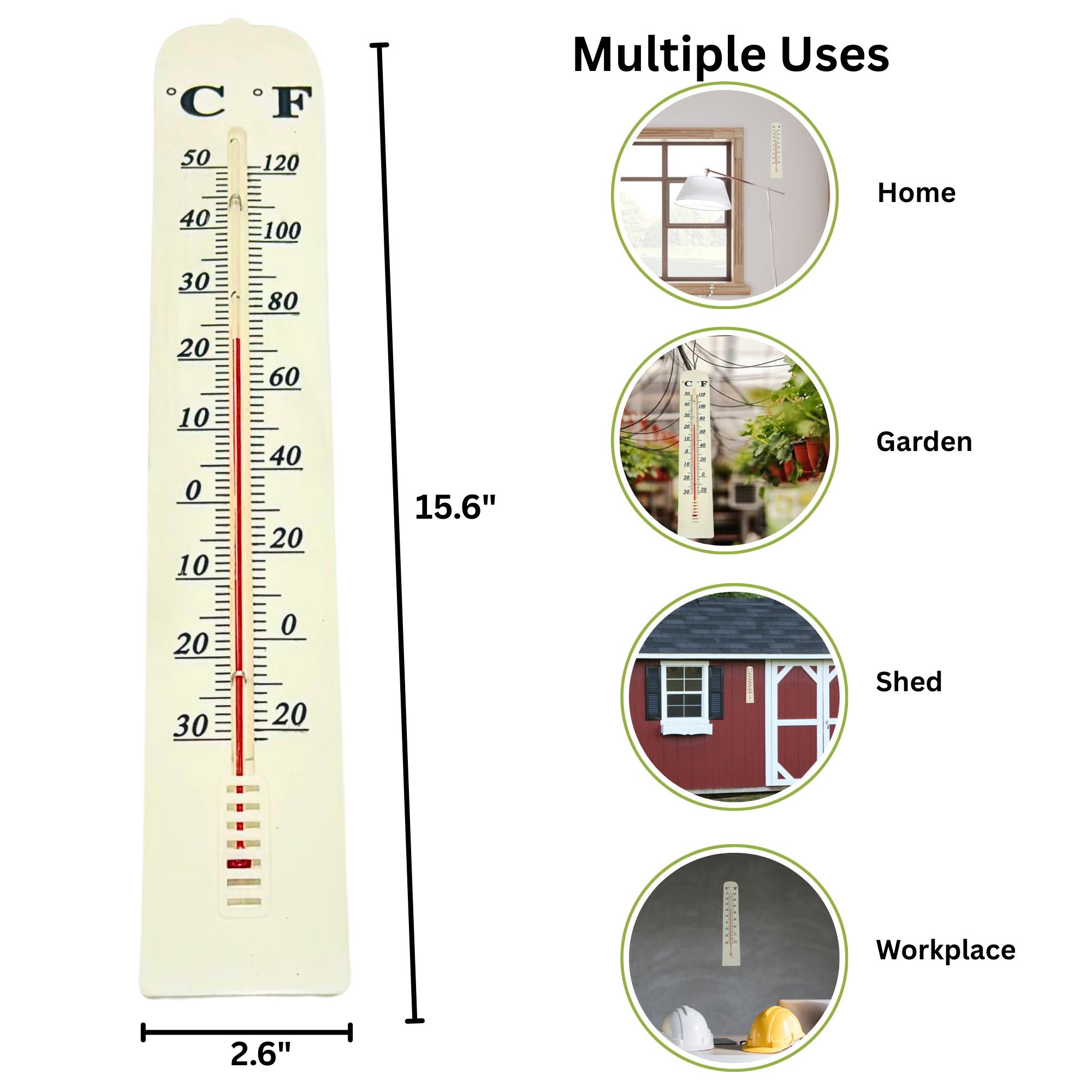WeatherPro Outdoor Wall Thermometer: 1 Pack Household Thermometer Household Essentials product detail image
