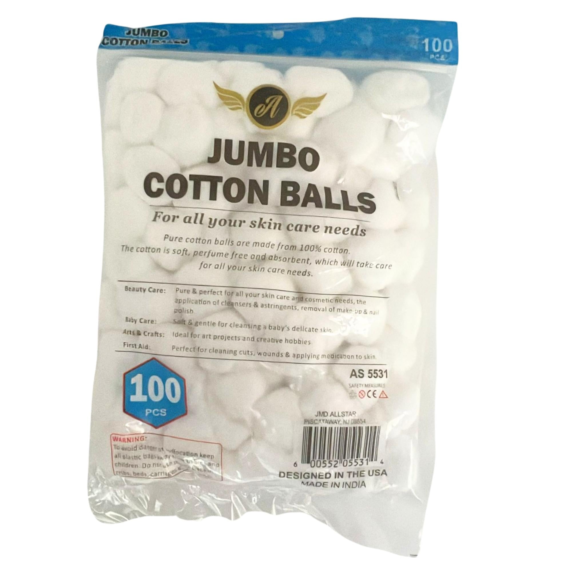 White Jumbo Cotton Balls: 100 Pack Personal Care Skin product detail image