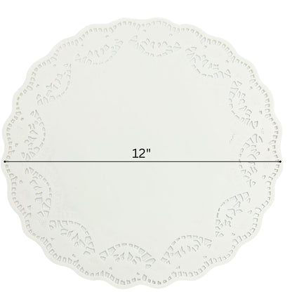 12" Round White Lace  Paper Doilies for Cake, Food & Dessert