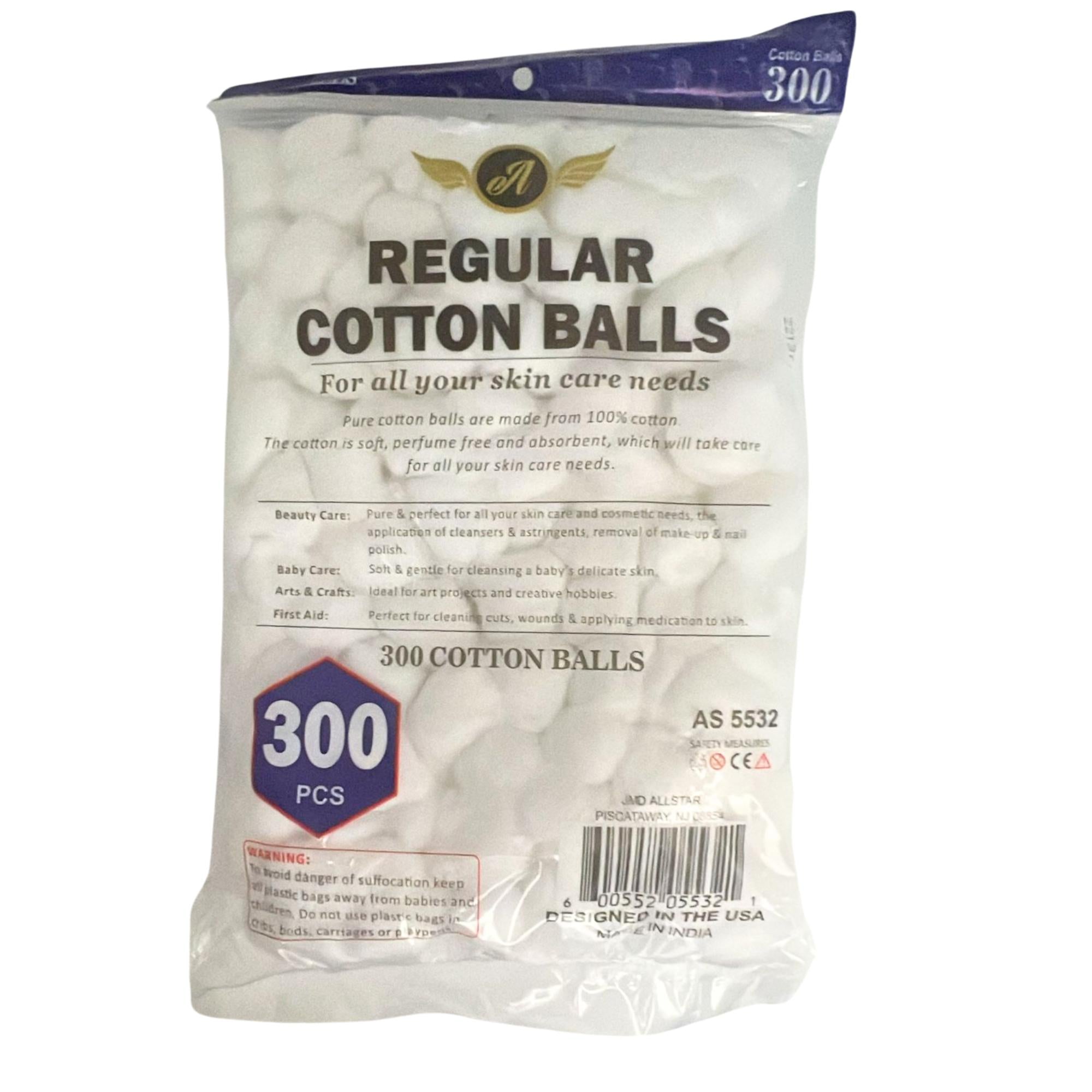 White Regular Cotton Balls: 300 Pack Personal Care Skin product detail image
