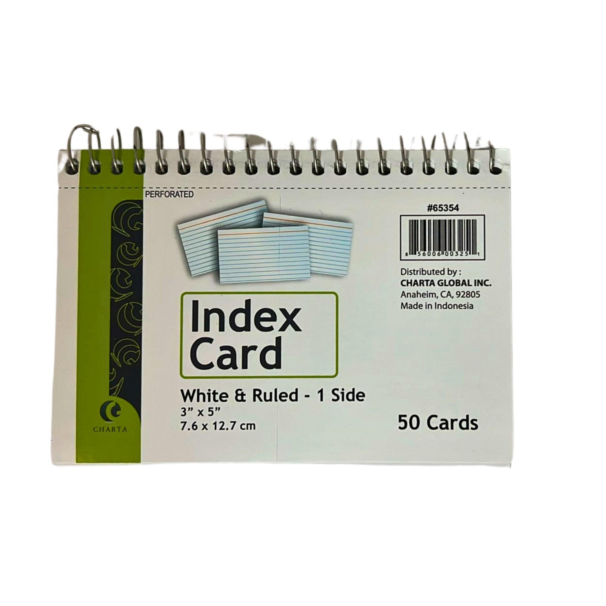 3x5 Inches White & Ruled Index Cards with Spiral Binding: 50 Pack main product image