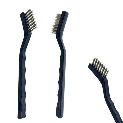 Brass, Stainlesssteel Multi-Purpose Wire Brush Set with Curved Handle Grip