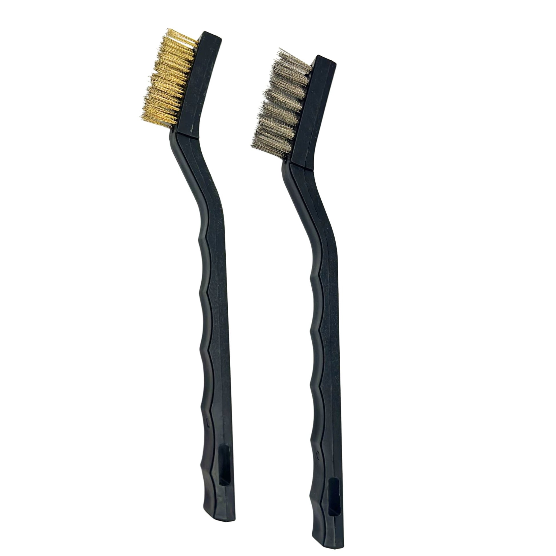 Brass, Stainlesssteel Multi-Purpose Wire Brush Set with Curved Handle Grip