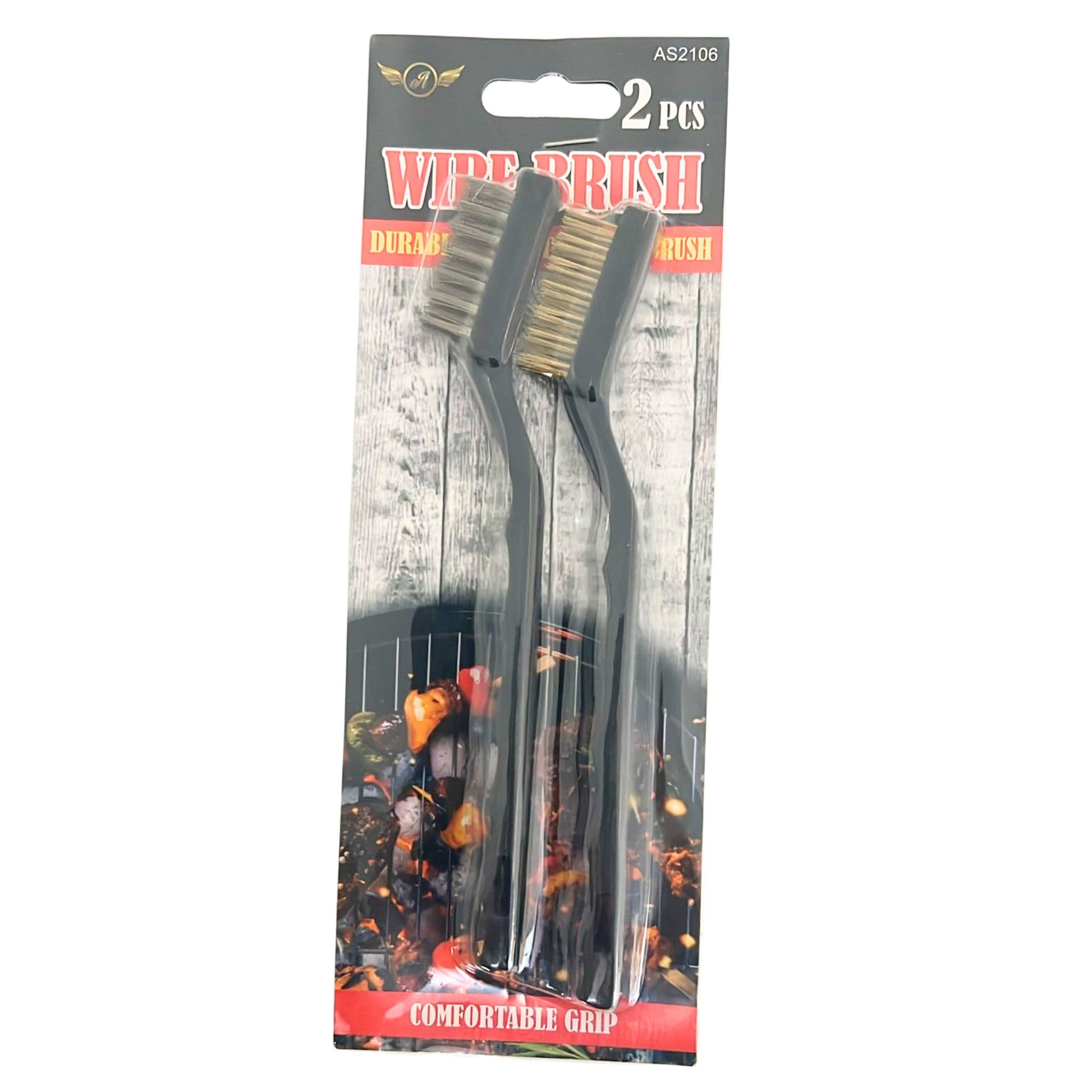 Brass, Stainlesssteel Multi-Purpose Wire Brush Set with Curved Handle Grip