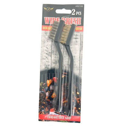 Brass, Stainlesssteel Multi-Purpose Wire Brush Set with Curved Handle Grip