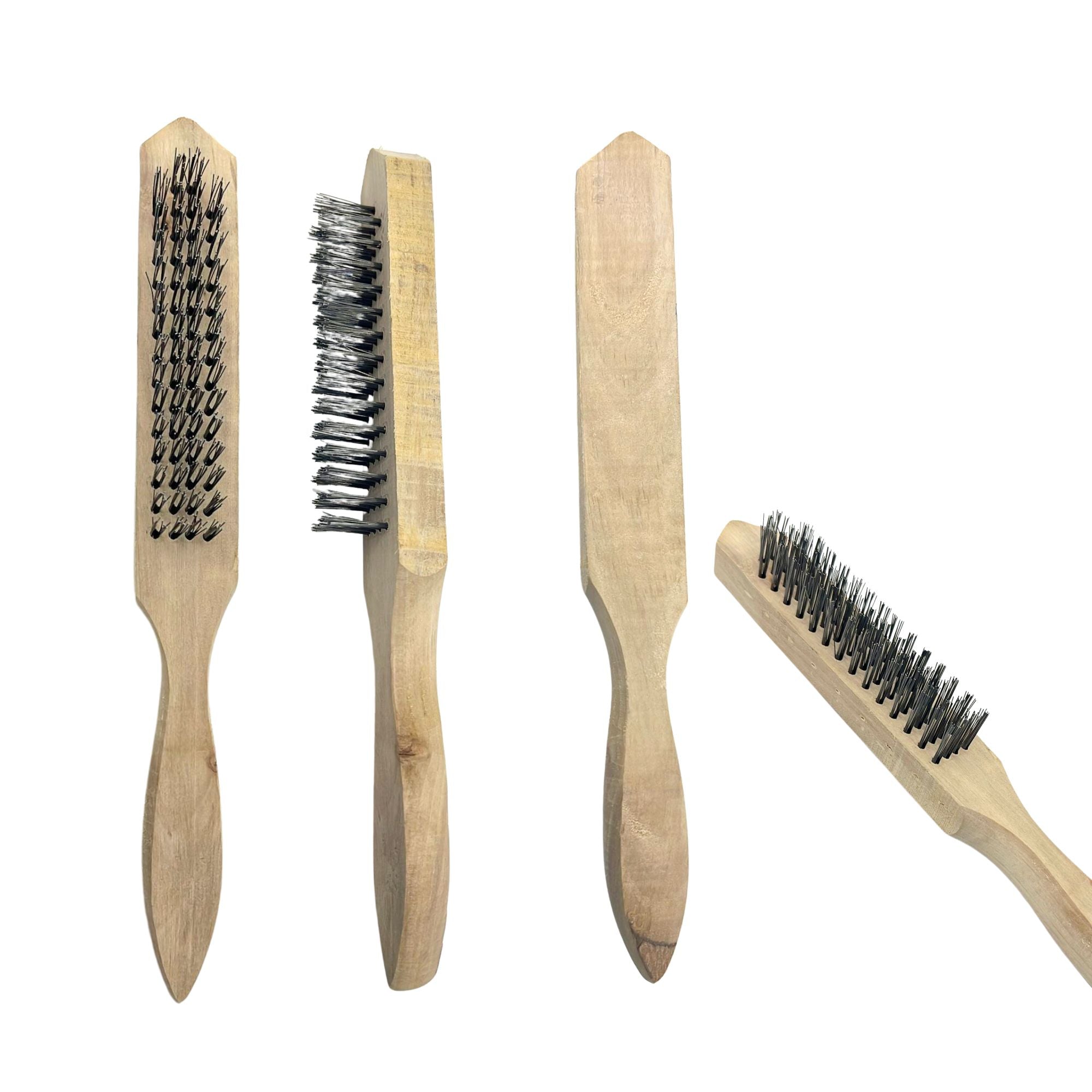 Multi Purpose Heavy Wire Brush Set with Wooden Curved Handle Grip: 1 Pack Paint Brushes Cleaning Accessories main product