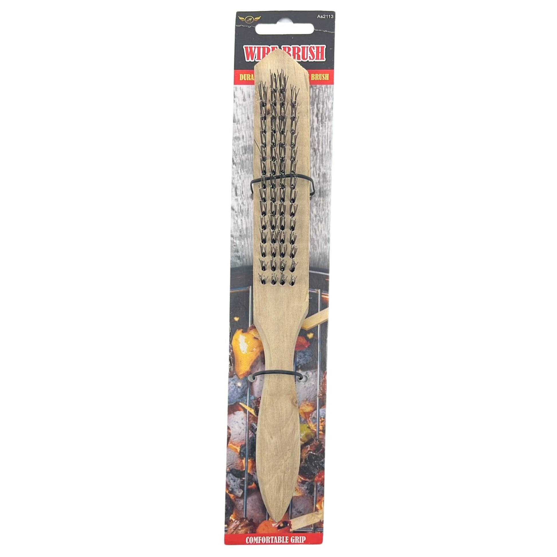 Multi-Purpose Wire Brush Set with Wooden Curved Handle Grip