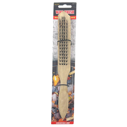 Multi-Purpose Wire Brush Set with Wooden Curved Handle Grip