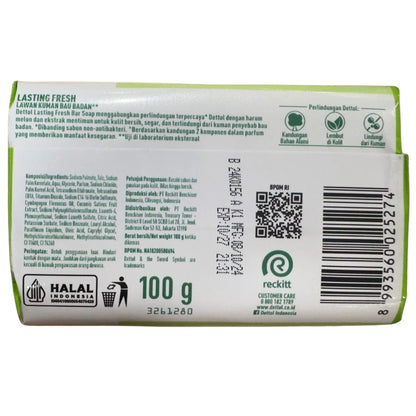 Back of a soap bar packaging with text, QR code, and barcode on a white background