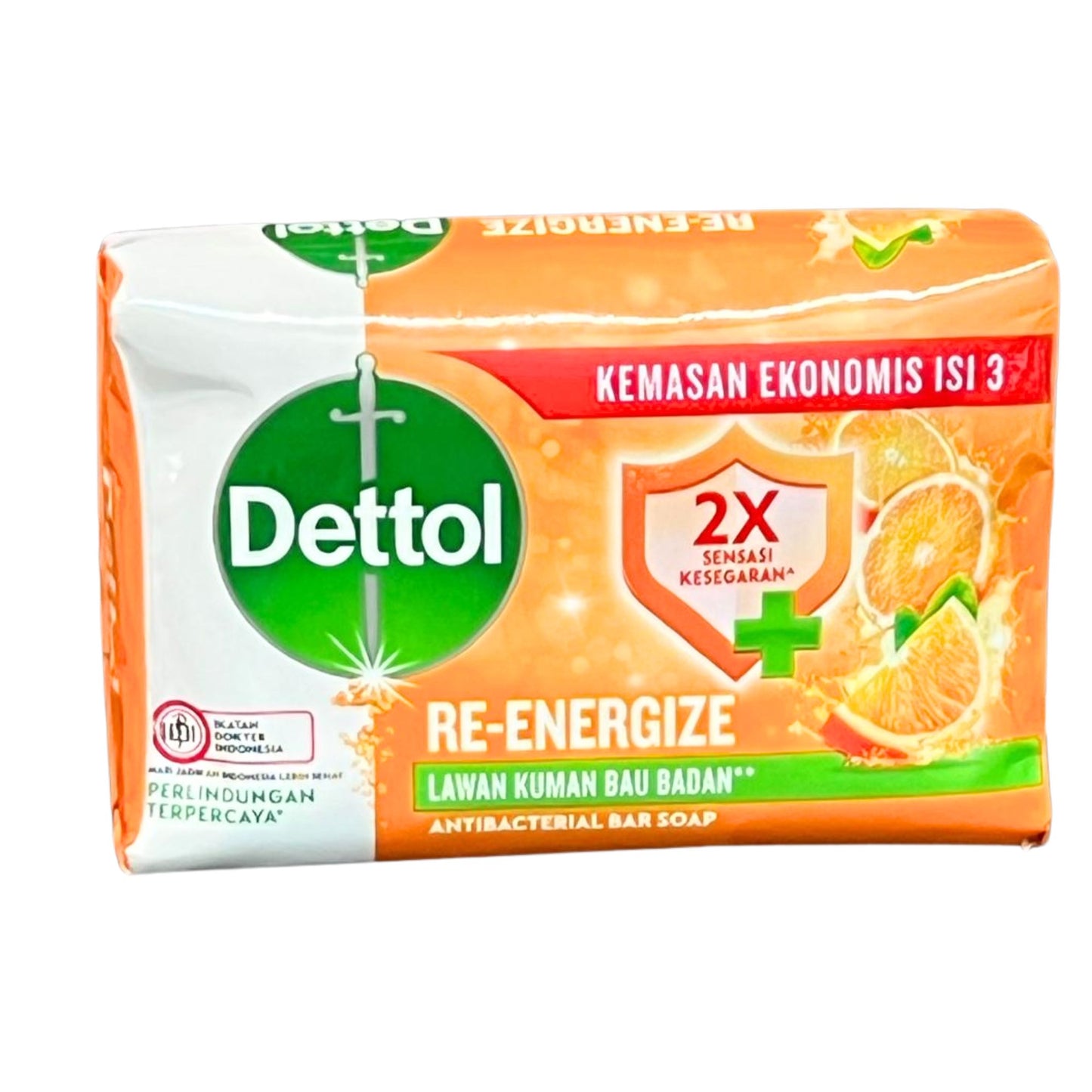 Dettol Re-Energize antibacterial bar soap packaging on a white background
