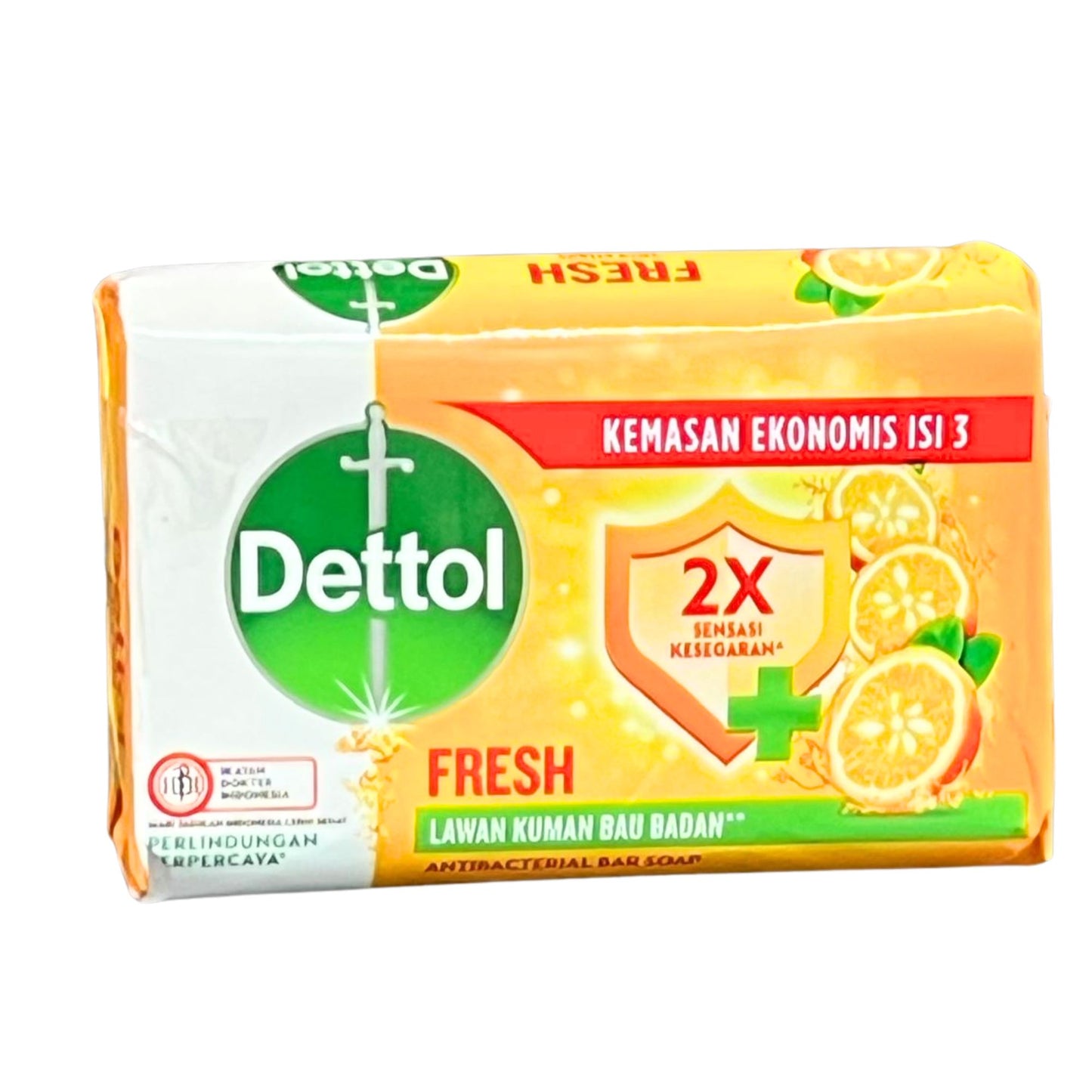 Dettol Fresh antibacterial bar soap packaging on a white background