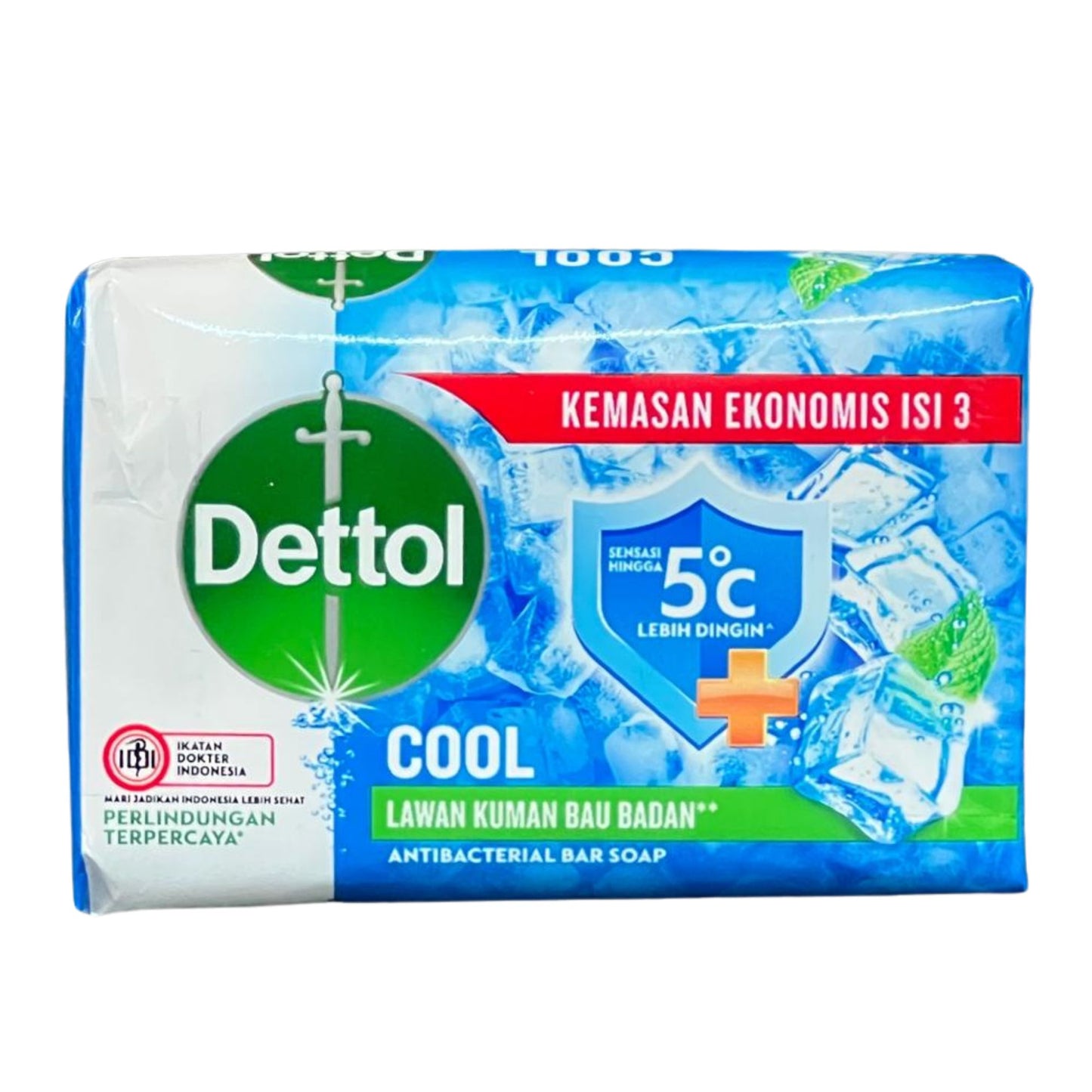 Dettol Cool antibacterial bar soap packaging on a white background