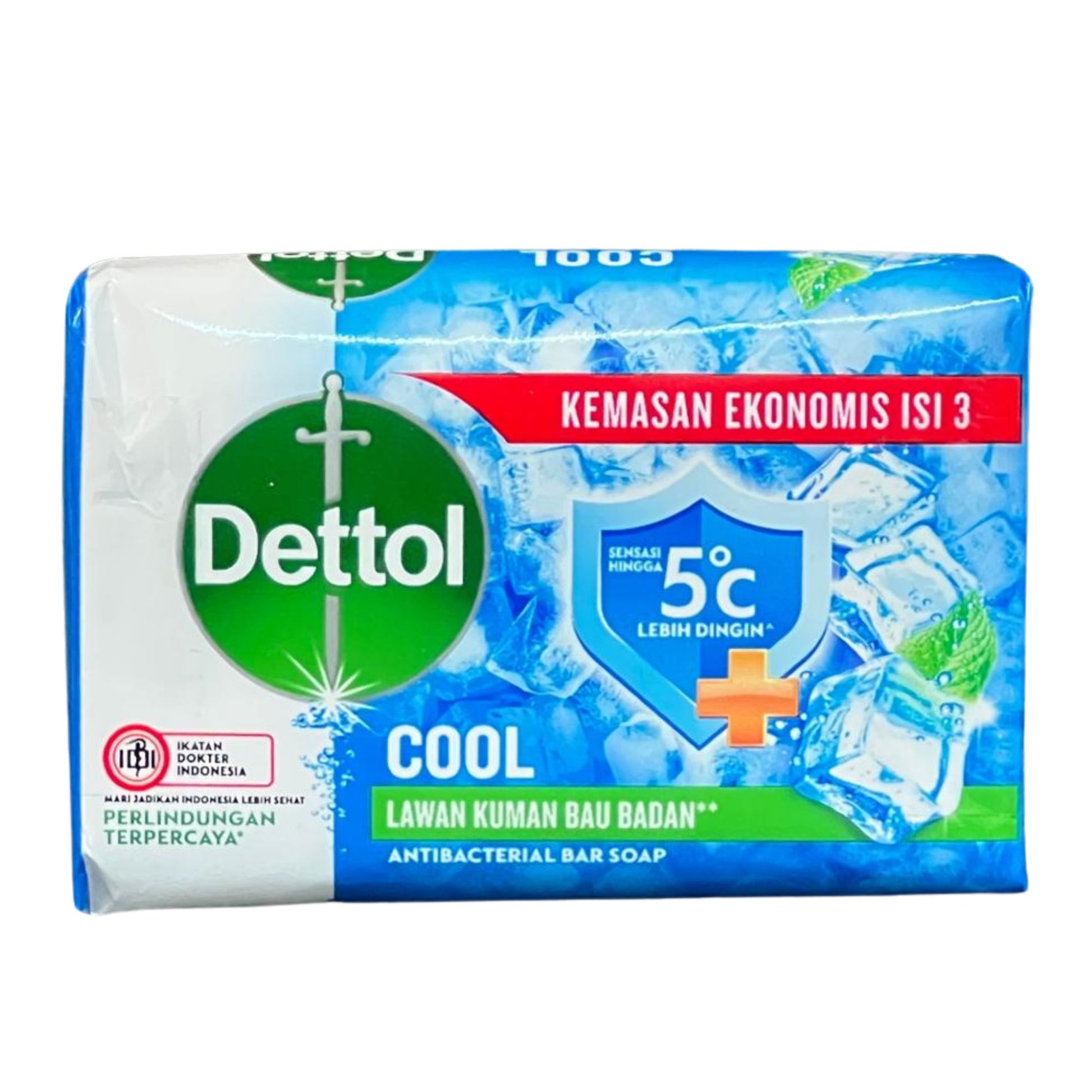 Dettol Cool antibacterial bar soap packaging on a white background