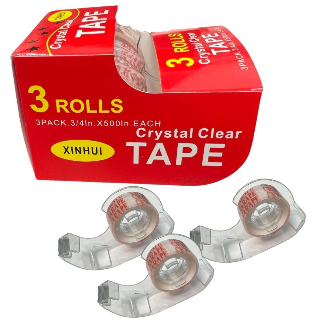 Xinhui Crystal Transparent Tape – 3 Rolls, 3/4" x 500 Inches Each: 3CT product detail image