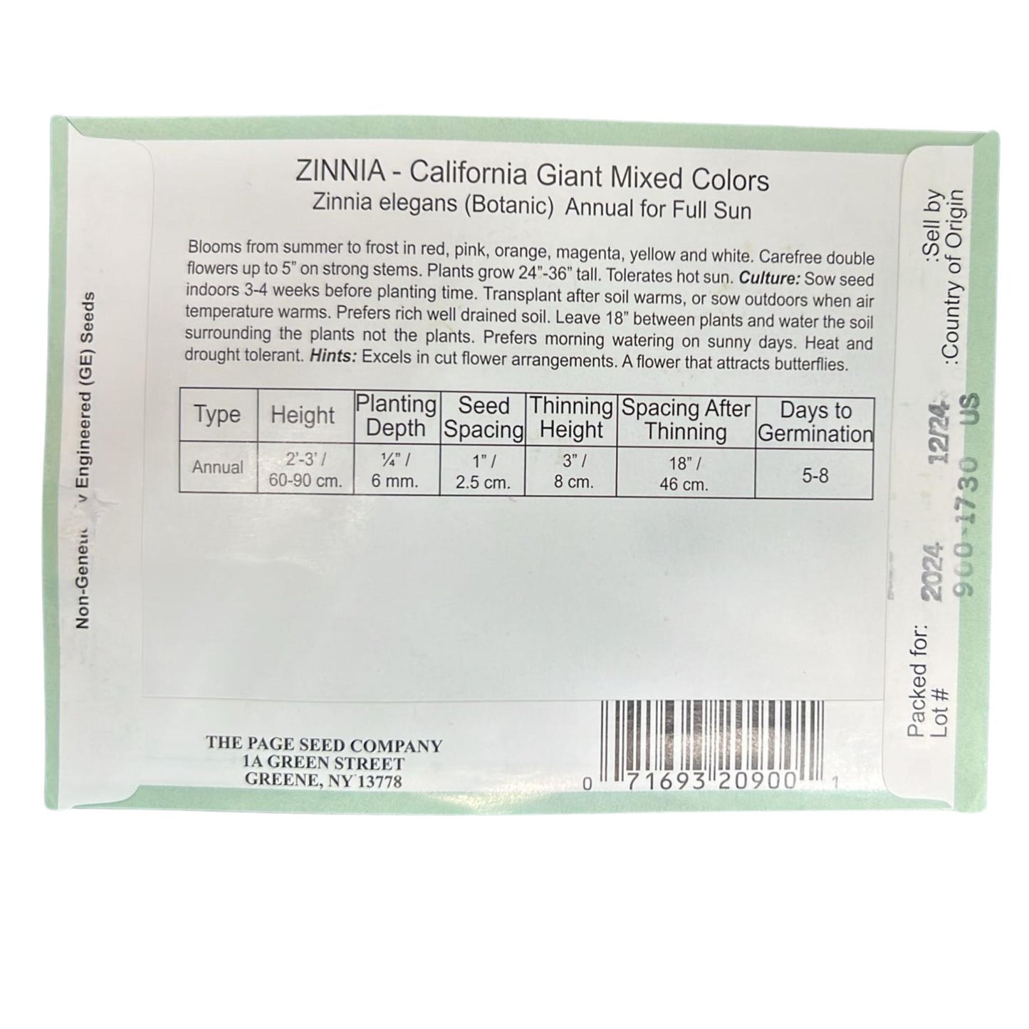 Valley Greene 250mg Zinnia Seeds – California Giant Mix