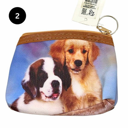 Dog Theme Zipper Pouch with Keychain